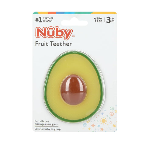 Nuby 100% Silicone Fruit Teether, Avacado w/Pit, 3M+...