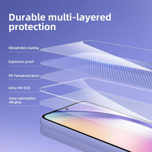 NEW'C Pack of 3 Tempered Protective Glass for Samsung Galaxy A54 5G, Scratch-Free, 9H Hardness, HD Screen Protector, 0.33 mm Ultra Clear, Ultra Re...