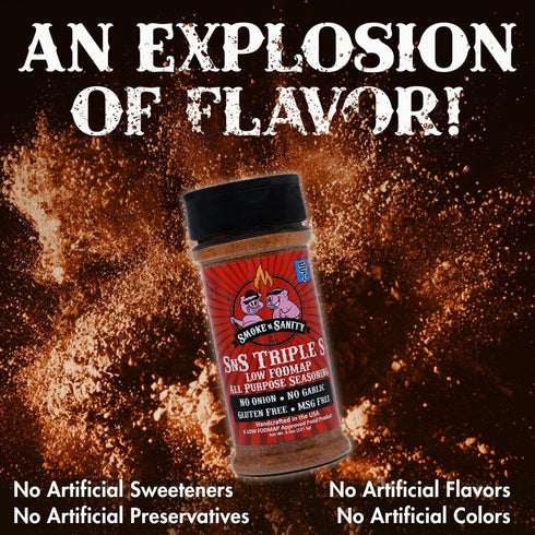 Smoke n Sanity SnS Triple S Certified Low FODMAP All Purpose Seasoning - Low FODMAP Foods - Contains No Garlic, No Onion - Gluten Free and Dairy F...