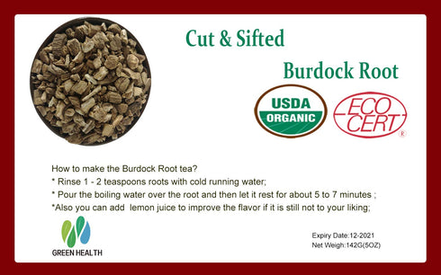 Cut & Sifted Organic Burdock Root Tea Caffeine Free 5 Ounces - Herbal Ingredient Dried Arctium lappa Tea 142G...