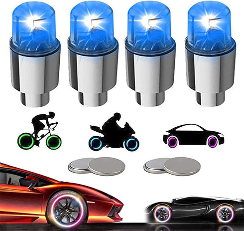 4 Pack LED Valve Stem Caps Lights for Car Tires Wheel Assemblies Light up Air Neon Bicycle Motorcycle Tyre Valve Lights Bike Truck Golf Cart for K...