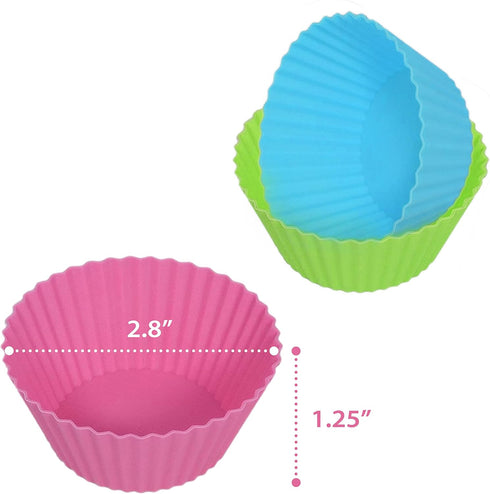 Bakerpan Silicone Muffin Cups - Reusable Cupcake Liners for Baking - Set of 24 Silicone Cupcake Molds - Premium Reusable Liners for Baking...