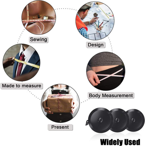 DiCUNO 60-Inch 1.5 Meter Soft Retractable Measuring Tape, Pocket, Body Tailor Sewing Craft Cloth Tape Measure (8 Colors Package)...