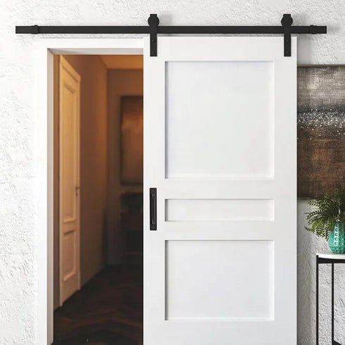 Ravinte Barn Door Handles 4 Pack Sliding Door Handle 5" Hole Center Barn Door Handles Black Cabinet Handles Door Pull Handle Zinc Alloy Door Pulls...