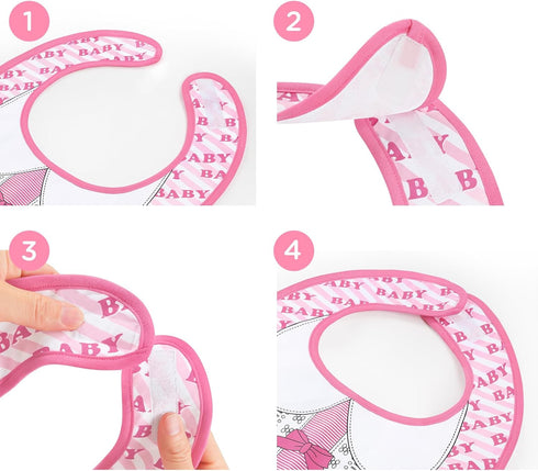 Littleforbig Cotton Waterproof Babydoll Printed Adult Bib with Adjustable Velcro Closure - Pretty in Pink Baby Bib...