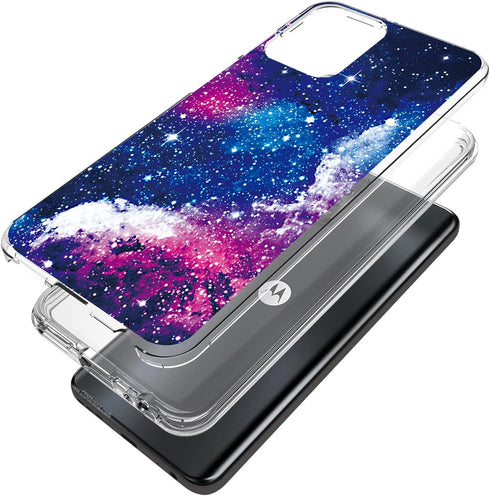 DDTKZC for Moto Case,Moto Phone Case, Tempered Glass Protector Lustre Pattern-Sparkle 3 in 1 Clear Shockproof Case for Moto (Starry Sky, for Moto ...