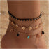 Boho Scallop Ankle Bracelet Gold Bead Anklet Bracelet Colorful Crystal Pendant Chain Anklet Colorful Crystal Dangle Anklet Foot Chain Jewelry for ...