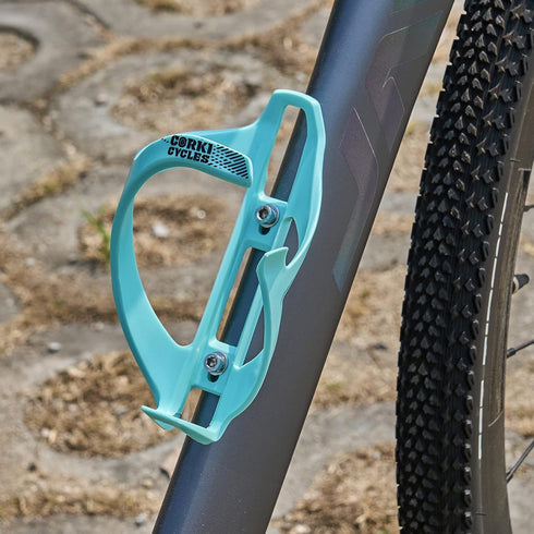Corki Cycles Bike Water Bottle Holder, Right Side Load Water Bottle Cage for Road, Mountain, Gravel Bicycle Magin Mint 2 Pack...
