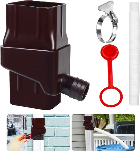 Rainwater Collection System Fits 2'' x 3'' Standard Gutter Downspout ?Rain Barrel Diverter kit is Used to Collect Rainwater from Gutter to Rain Ba...