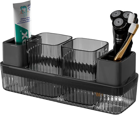 Toothbrush Holder for Bathrooms, 2 cups Toothbrush Organizer for Bathroom Countertop, Toothbrush Holder Toothbrush Storage for Shower, Tooth Brush...