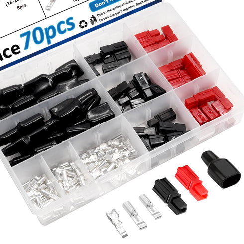 smseace 70pcs 15/30/45Amp Power Connectors with PVC Cover 1.5-6mm² (20-10AWG) Quick Disconnect Power Pole connectors,Flame Retardant Sleeve for Po...