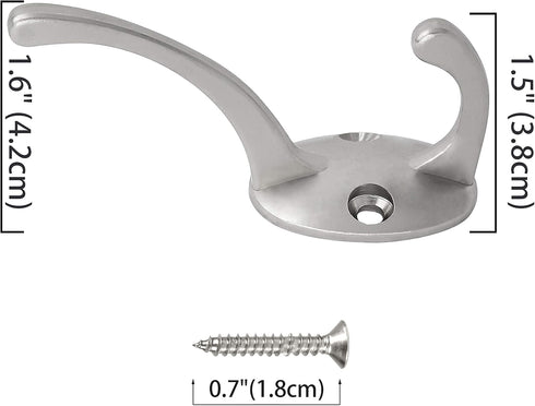 IBosins 12 Pack Silver Coat Hooks Wall Mounted with 24 Screws Retro Double Hooks Utility Silver Hooks for Coat, Scarf, Bag, Towel, Key, Cap, Cup, ...