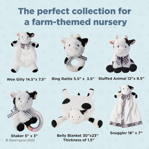 Bearington Lil' Gilly 18 Inch Cow Loveys for Babies - Security Blanket for Babies - Lovies for Babies Security Blanket with Stuffed Animal...