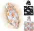 Galabloomer Newborn Swaddle Blanket with Beanie Set Baby Boy Receiving Blanket Rainbow (Deer& White Fox)...