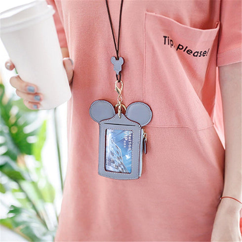 LEECCO Neck Pouch,Trend Small Travel Leather Student ID Card Holder Lanyard Neck Pouch Bag With Coin Wallet Purse for Students Women Kids Girls...
