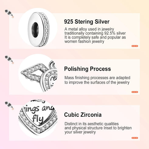 Annmors Silver Charms for Bracelets S925 Love Heart Mom Birthday Dangle for Women Bracelet & Necklace Pendant...