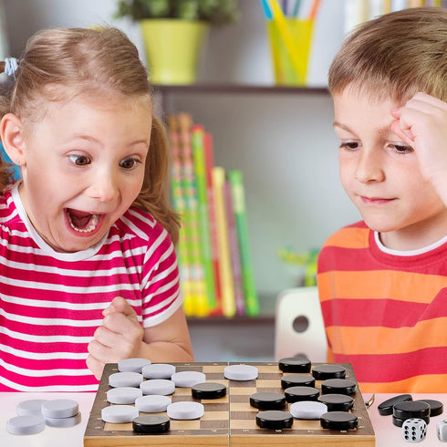 30 Pieces Backgammon Pieces Checkers 1.25 Inch Replacement Checkers Board Game Pieces Playing Game Chips with 5 Dice and Drawstring Storage Pouch ...