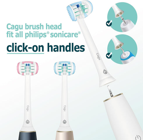 Cagu Three-Sided Toothbrush Heads with Tongue Brush Compatible with Philips Sonicare Replacement Brush Head, U-Shaped Brush Head Fits All Philips ...