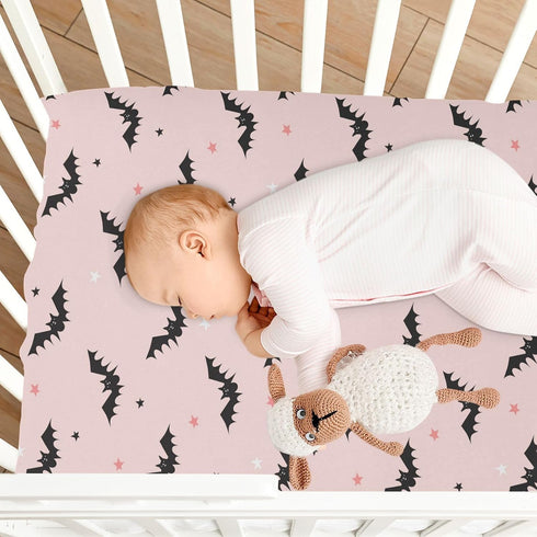Bats Baby Fitted Crib Sheet Soft Breathable Crib Sheet for Standard Crib Mattress Cozy Toddler Play Playard Sheets 39 x 27 x 5 Inch...