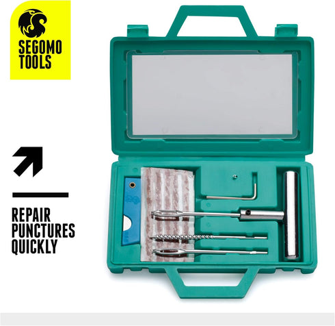 Segomo Tools 10 Piece Universal Flat Tire Puncture Repair Kit for Motorcycles, Cars, Jeep, Trucks, ATV | Motorcycle Tire Plug | Car Tire Repair Ki...