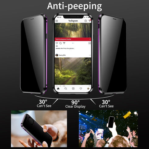 Privacy Magnetic Case for iPhone 11 Pro Max, Double Sided Magnet Adsorption Cover with Anti-Peep Screen Protector and Camera Lens Full Body Protec...