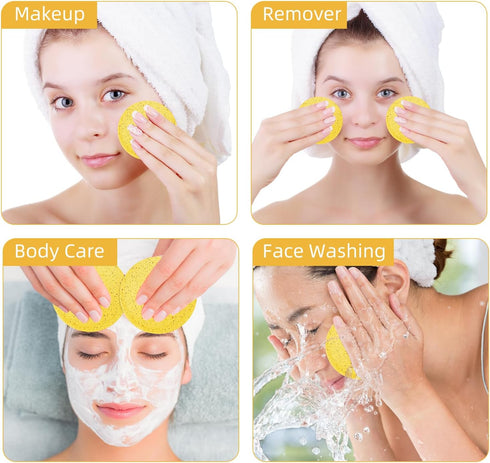Compressed Sponges Cellulose Sponges Natural Cosmetic Spa Sponges for aesthetic skincare Facial Cleansing Exfoliating Mask Makeup Removal 120 Coun...