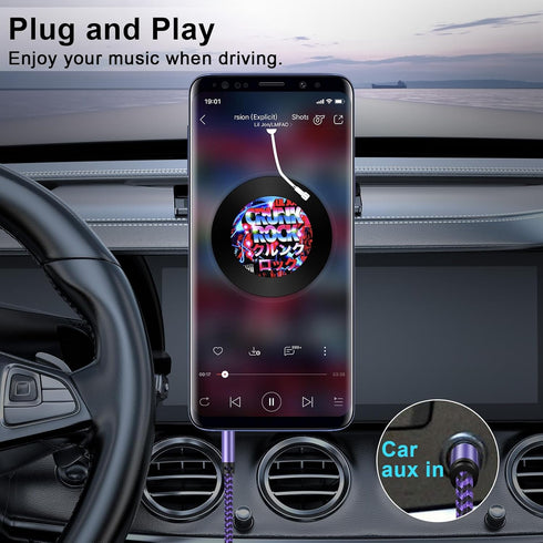3.5mm Audio Cable,5FT 2Pack Aux Cord 3.5 mm Male to Male Car Stereo Jack Cord TRS Auxiliary Audio Cable Hi-Fi Sound Headphone Braided Cable for Sa...