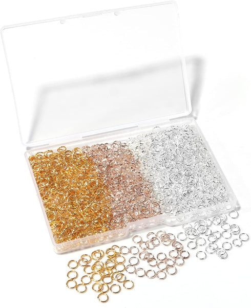 1000 Pcs 5mm Open Jump Rings Silver, Gold and Rose Gold Plated Jump Rings for Jewelry Making Iron Made Single Ring Bulk for DIY Craft Earring Neck...