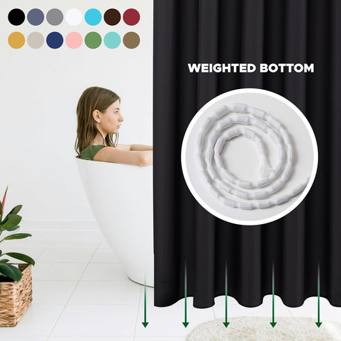 Biscaynebay Fabric Narrow Shower Stall Curtain Liners 40" Width by 72" Length, Black Water Resistant Bathroom Curtains, Rust Resistant Grommets (7...