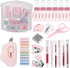 Mini Office Supply Kit Includes Stapler Tape Dispenser Staple Remover Paper Clips Scissor Staples Pen Sharpener Note Small Telescopic Knife for Of...
