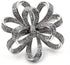 Vintage Silver Tone Micro Pave Crystal Floral Shaped Ribbon Brooch Wedding Pin Jewelry...