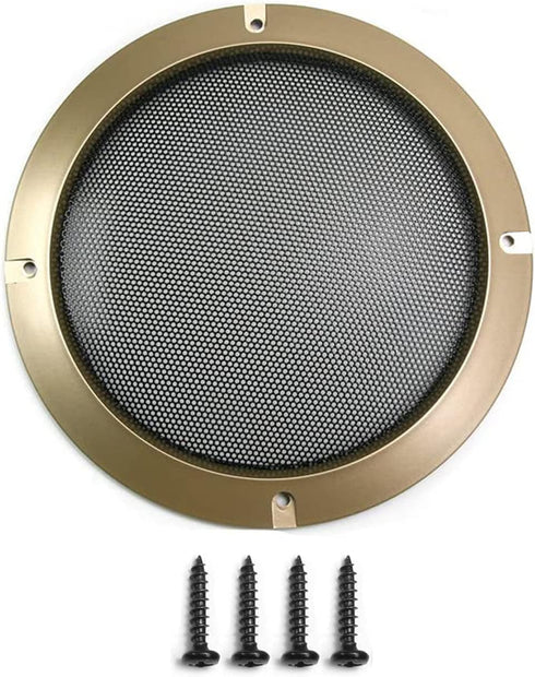 Fielect 6.5 inch Speaker Grill Cover Speaker Grill Mesh Decorative Circle Subwoofer Guard Protector Cover Audio Accessories Gold...