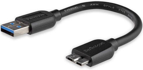 StarTech.com 15cm 6in Short Slim USB 3.0 A to Micro B Cable M/M - Mobile Charge Sync USB 3.0 Micro B Cable for Smartphones and Tablets (USB3AUB15C...