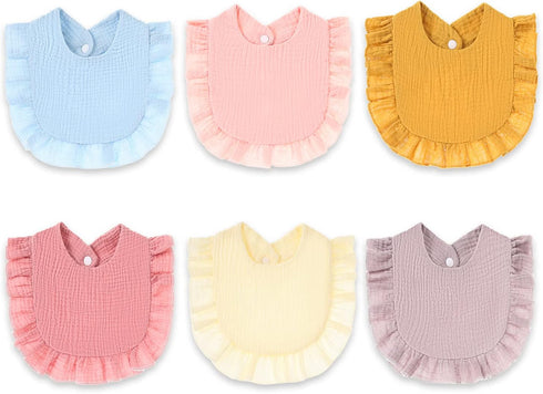 Baby Bibs Baby Drooling Bibs Muslin Bibs 4-Layer Organic Muslin Cotton for Girls Absorbent& Soft& Breathable Teething Bibs Adjustable Scarf Muslin...