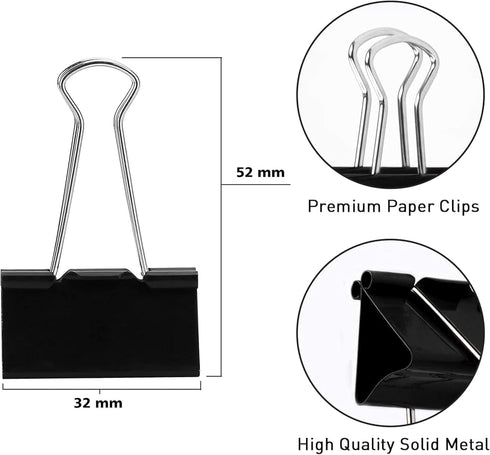 1/4-inch (32mm) Paper Holding Binder Clips Paper Clips for Notes Letter, Papers Binder Clamps use Office, Home, School, Institutions, Paper Holdin...