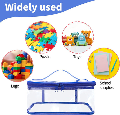 3 Packs Clear Toy Storage Bags- 9.4 x 6.7 x 4.3 Inch Transparent PVC Toy Organizing Bags with Zipper- Waterproof Toy Storage Organizer Pouch for B...