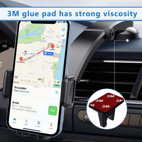 Pack-1 Car Cell Phone Holder, 360 Degrees Long Arm Dashboard Windshield Car Phone Holder, Universal Anti-Shake Smartphone Holder with Strong Sucti...