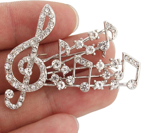 EVER FAITH Clear Austrian Crystal Elegant Musical Note Brooch...