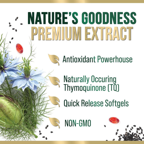 Black Seed Oil Softgels 1000mg - Premium Nigella Sativa Blackseed, Pure Natural Black Cumin Seed Oil & Antioxidant for Skin & Immune Support - Non...