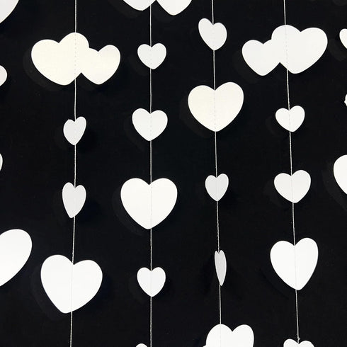 52Ft Valentines Day Party Decorations White Heart Garland White Love Heart Hanging Paper Streamer Banner for Wedding Anniversary Bridal Shower Eng...