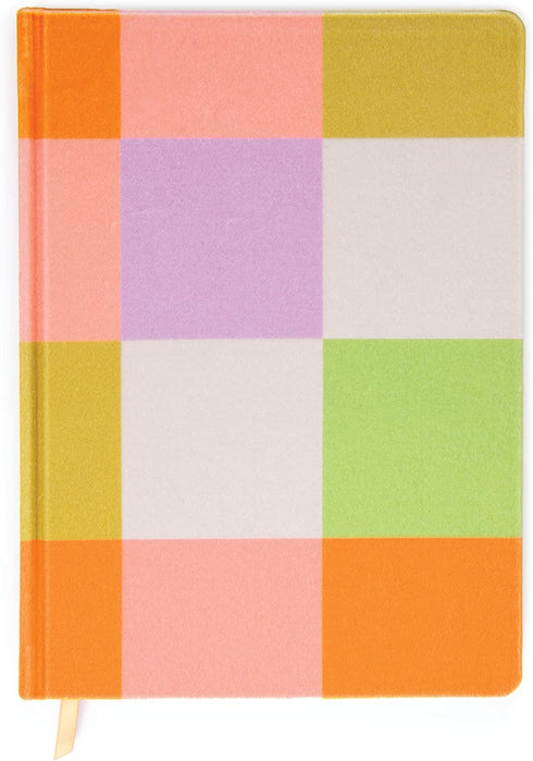 DesignWorks Ink Jumbo 7.5" x 10.25" Notebook Journal with 200 Lined Pages, Ribbon Marker, and Pockets, Velvet Rainbow Check...