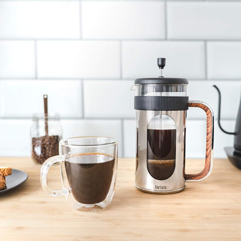 brim 8 Cup French Press, Quickly Brew Coffee in Under 5 Minutes, Classic Design with Modern Twist, Dishwasher Safe Carafe for Easy Cleaning, Repla...