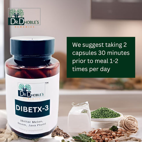Dibetx-3 - Malabar Plum (Jamun), Neem (Azadirachita Indica), Bitter Melon (Karela), Ayurvedic Herbal Blend, Vegan, Organic, Gluten-Free, Lactose-F...