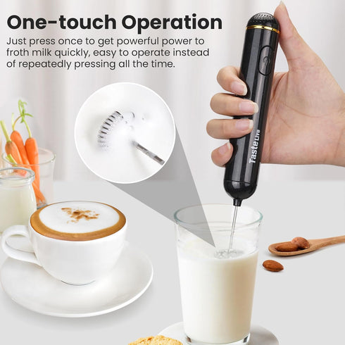 Handheld Milk Frother, Battery Operated Electric Foam Maker and Mixer for Drinks (Black)...