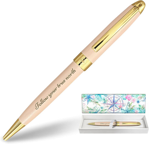 Follow Your True North Ballpoint Pen for Women, Fancy Pen for Journaling and Writing, Inspirational Pen with Motivational Saying, Gift Box, Extra ...
