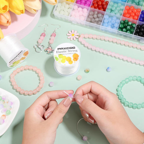 PAXCOO 4 Rolls Elastic String for Bracelets, Stretch Magic Elastic String Bead Cord Jewelry Thread for Bracelet, Necklaces, Clay Beads, Pony Beads...