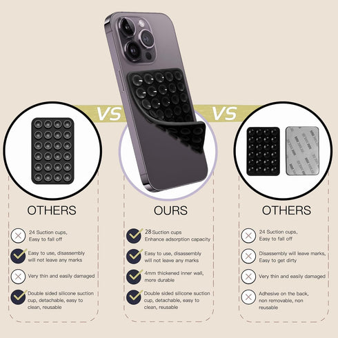 Silicone Double-Sided Suction Phone Case Detachable Mount - Hands-Free, Reusable, Easy to Clean, Strong Grip Holder for Selfies & Videos, - iPhone...