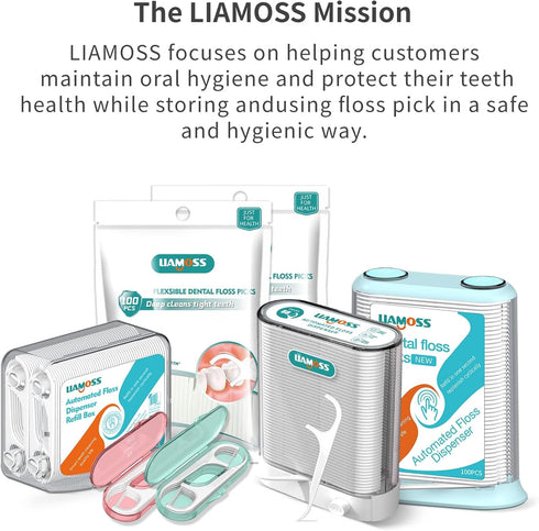 WhiteGreen Floss Picks Potrable Case-LIAMOSS Dental Floss-Floss Dispenser,2 Case Upgrade Reusable Portable Floss Dispenser,20 Count Travel Dental ...