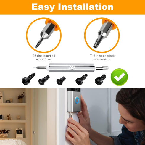 Doorbell Screwdriver Replacement, Doorbell Security Screws,T6 Screwdriver Fit Doorbell, 2nd Generation, Doorbell 2 / pro Doorbell 3 Doorbell 4 Doo...