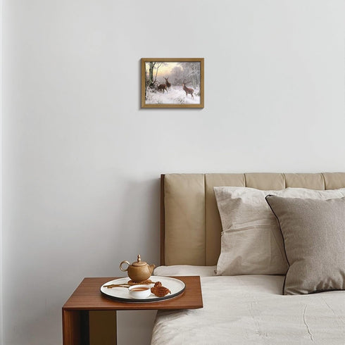 BANMU Winter Landscape Canvas Print Wall Art - Mystic Forest & Mountain Landscape with Deer Nature Wilderness Poster, Modern Art Rustic Scenic for...